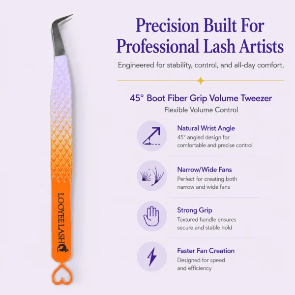 45° Boot Fiber Grip Volume Tweezer
